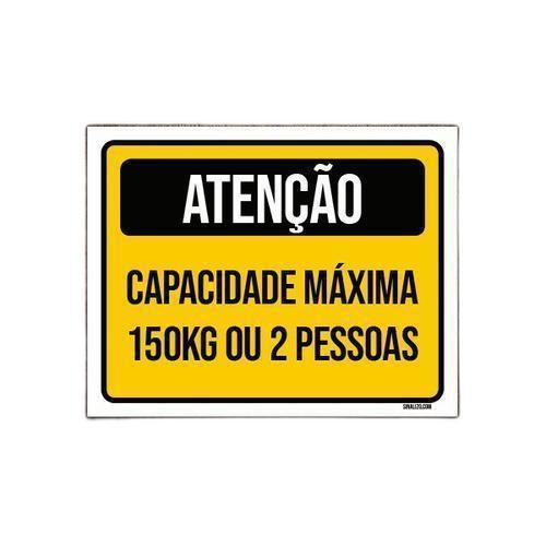 Imagem de Kit 3 Placas Atenção Capacidade Máxima 150Kg 2 Pessoas