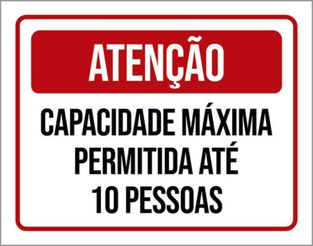 Imagem de Kit 3 Placas Atenção Capacidade Máxima Permitida 10 Pessoas