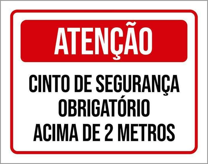 Imagem de Kit 3 Placas Atenção Cinto Segurança Obrigatório 2 Metros