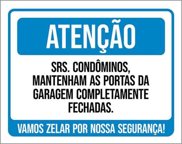 Imagem de Kit 3 Placas Atenção Condôminos Portas Garagem