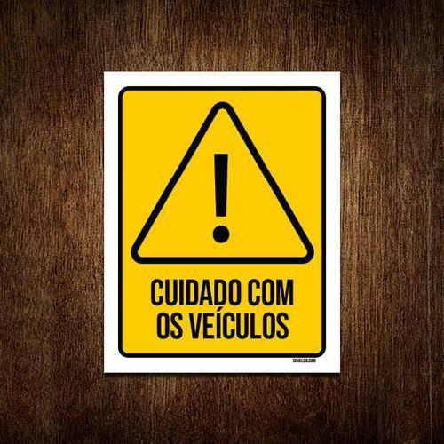 Imagem de Kit 3 Placas Atenção Cuidado Com Os Veículos