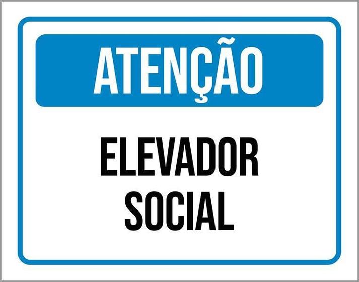 Imagem de Kit 3 Placas Atenção Elevador Social