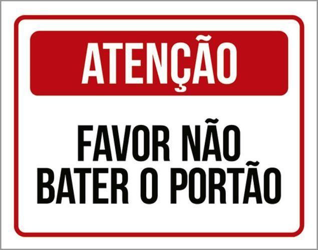 Imagem de Kit 3 Placas Atenção Favor Não Bater Portão Vermelha 36X46