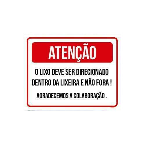 Imagem de Kit 3 Placas Atenção Lixo Deve Direcionado Dentro Lixeira