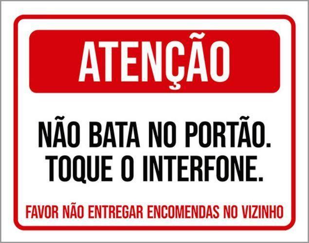 Imagem de Kit 3 Placas Atenção Não Bata Portão Toque Interfone