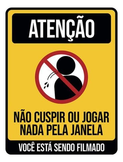 Imagem de Kit 3 Placas Atenção Não Cuspir Jogar Nada Janela Filmado