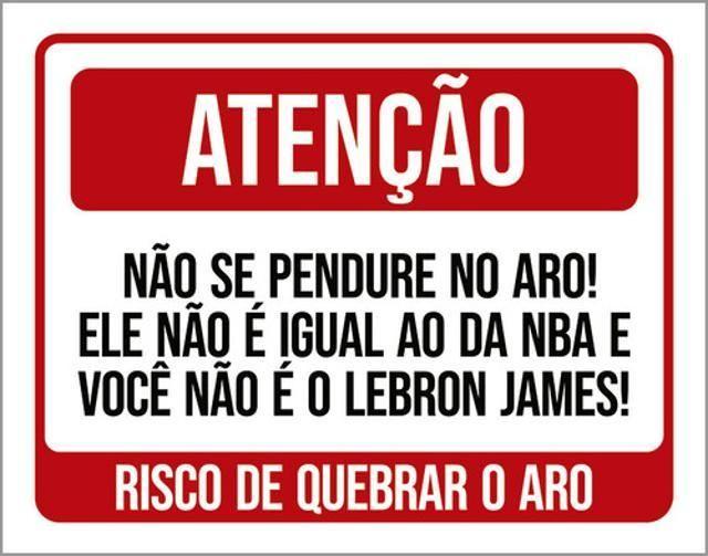 Imagem de Kit 3 Placas Atenção Não Se Pendure No Aro Basquete 36X46