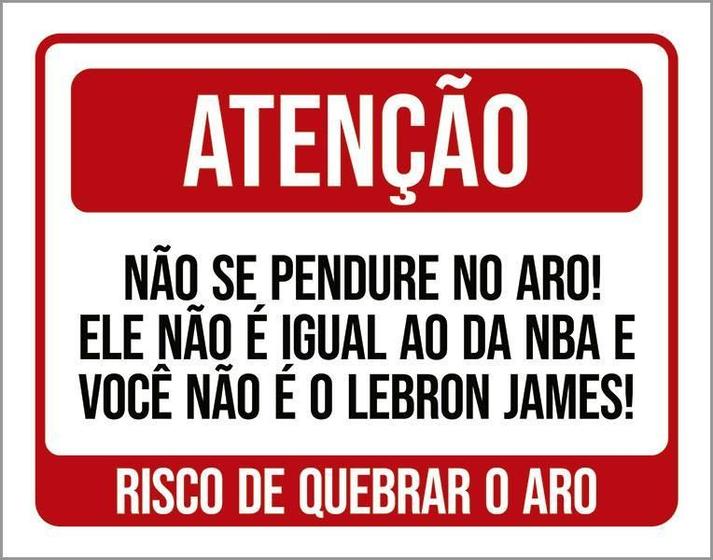 Imagem de Kit 3 Placas Atenção Não Se Pendure No Aro Basquete