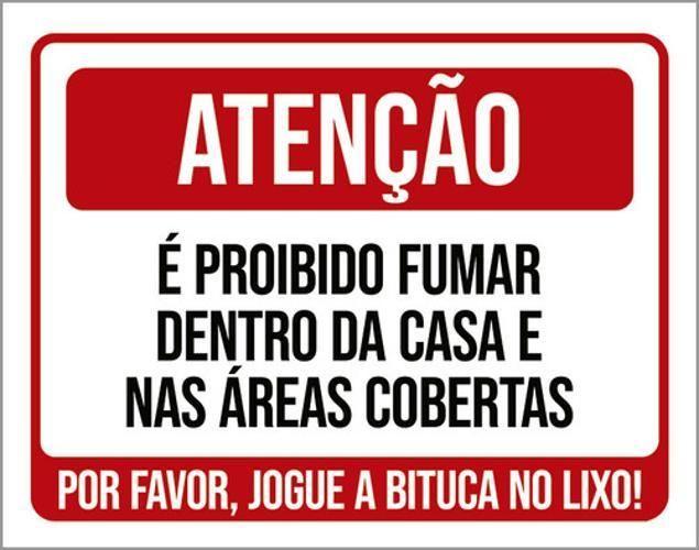 Imagem de Kit 3 Placas Atenção Proibido Fumar Dentro Da Casa