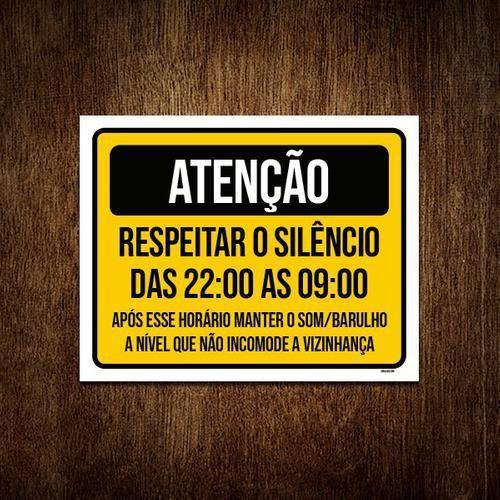 Imagem de Kit 3 Placas Atenção Respeitar Silêncio Vizinhança