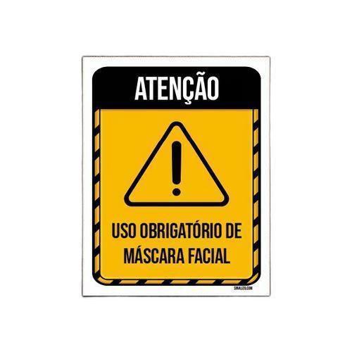 Imagem de Kit 3 Placas Atenção Uso Obrigatório Máscara Facial