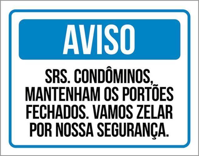 Imagem de Kit 3 Placas Aviso Condôminos Portões Fechados Zelar 36X46