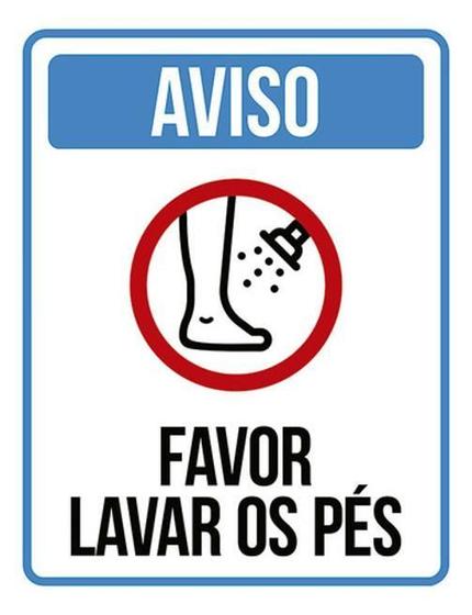 Imagem de Kit 3 Placas Aviso Favor Lavar Os Pés ul Ícone 36X46