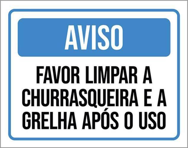 Imagem de Kit 3 Placas Aviso Favor Limpar Churrasqueira Grelha Uso