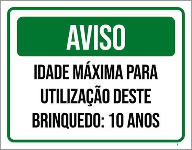 Imagem de Kit 3 Placas Aviso Idade Máxima Utilização Brinquedo 10 Anos