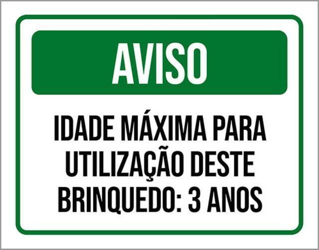 Imagem de Kit 3 Placas Aviso Idade Máxima Utilização Brinquedo 3 Anos