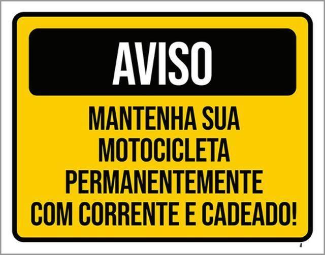 Imagem de Kit 3 Placas Aviso Mantenha Motocicleta Corrente Cadeado