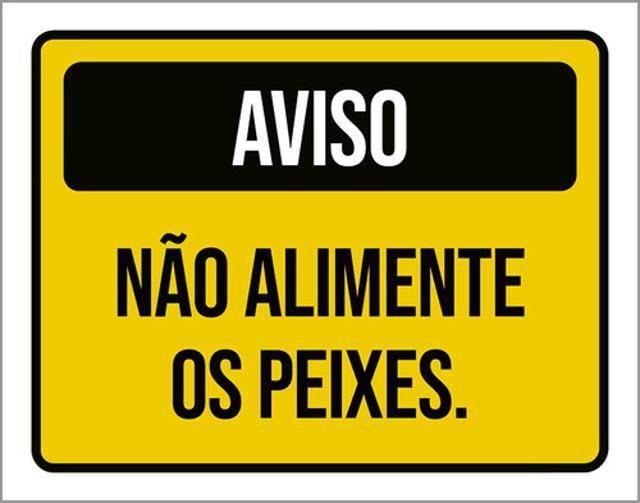 Imagem de Kit 3 Placas Aviso Não Alimente Peixes Amarela 36X46