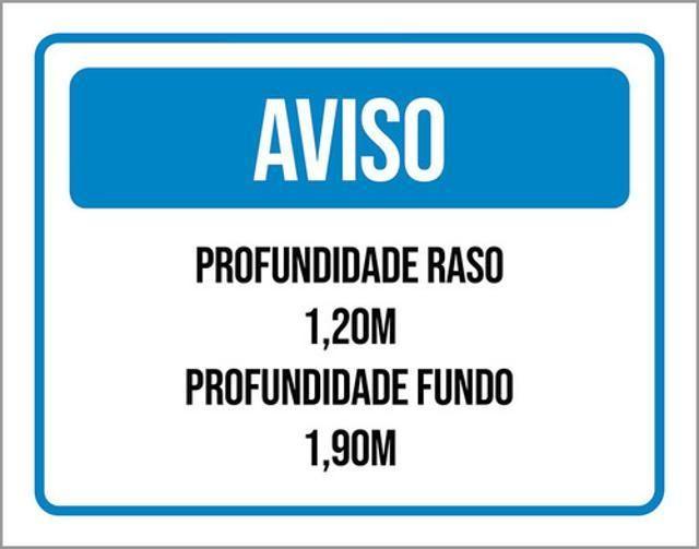 Imagem de Kit 3 Placas Aviso Profundidade Raso Fundo