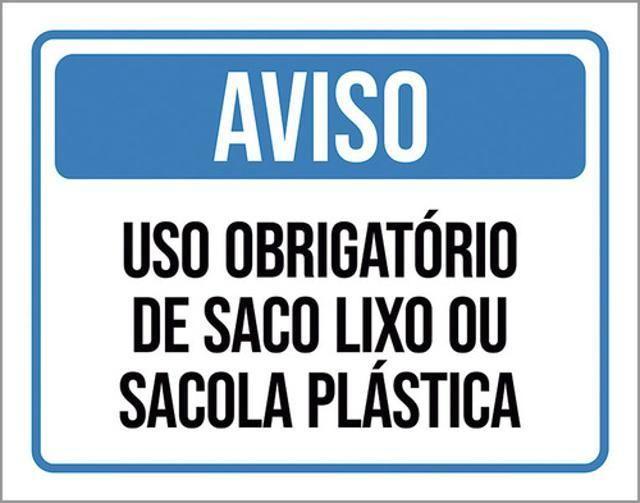 Imagem de Kit 3 Placas Aviso Uso Obrigatório Saco Lixo 36X46