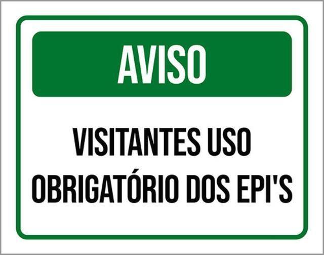 Imagem de Kit 3 Placas Aviso Visitantes Obrigatório Epis