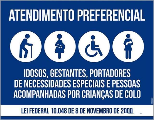 Imagem de Kit 3 Placas Azul Atendimento Preferencial 36X46