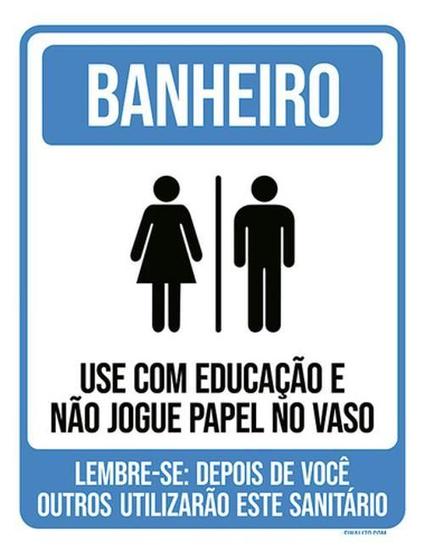 Imagem de Kit 3 Placas Banheiro Use Com Educação 36X46