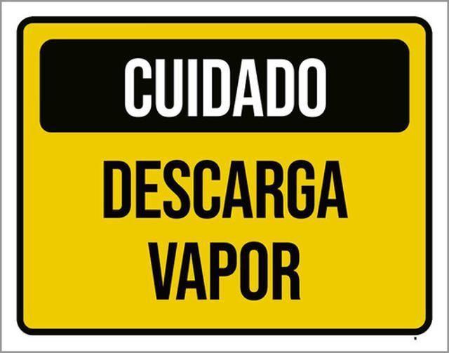 Imagem de Kit 3 Placas Cuidado Descarga Vapor Amarelo 36X46