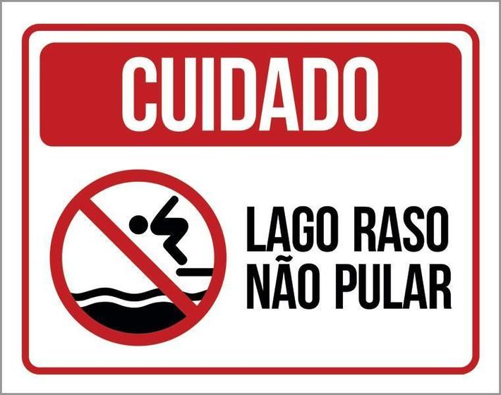 Imagem de Kit 3 Placas - Cuidado Lago Raso Não Pular