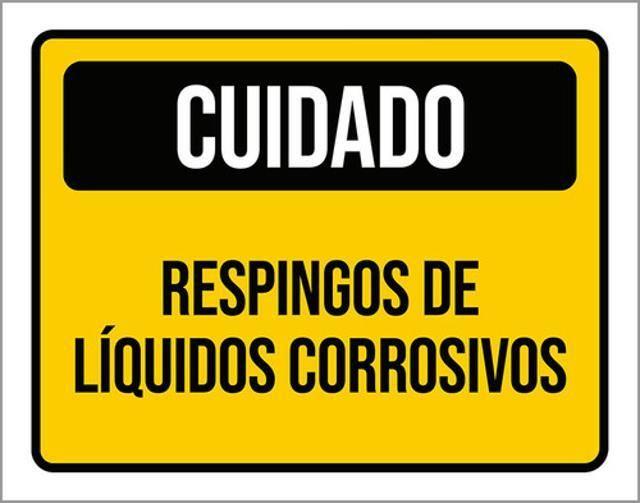 Imagem de Kit 3 Placas Cuidado Respingo Líquido Corrosivo 36X46