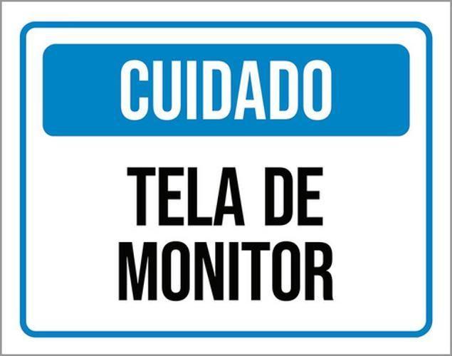 Imagem de Kit 3 Placas Cuidado Tela De Monitor Azul