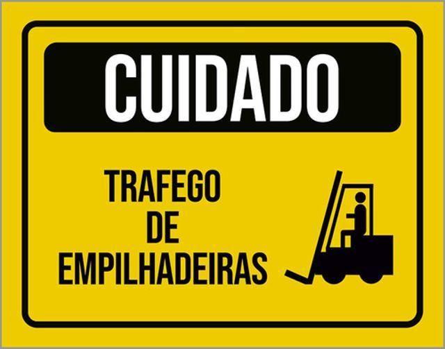 Imagem de Kit 3 Placas Cuidado Trafego Empilhadeiras Amarela