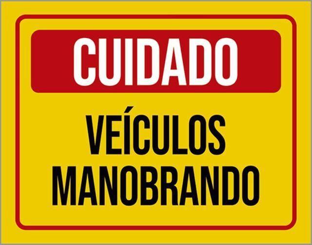 Imagem de Kit 3 Placas Cuidado Veículos Manobrando Amarela 36X46