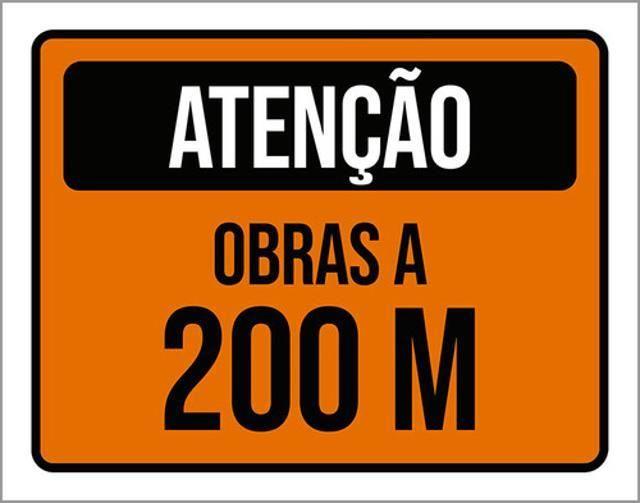 Imagem de Kit 3 Placas De Atenção Obras A 200 Metros 36X46