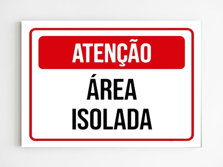 Imagem de kit 3 placas de sinalização atenção area isolada mdf