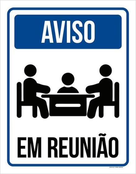 Kit 3 Placas De Sinalização Aviso Sala Em Reunião - Sinalizo - Placa de ...