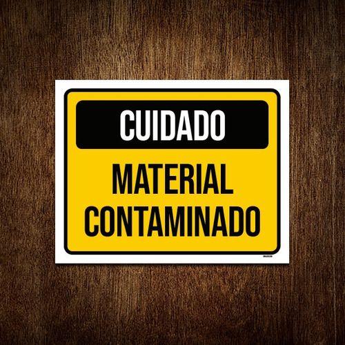 Imagem de Kit 3 Placas De Sinalização Cuidado Material Contaminado