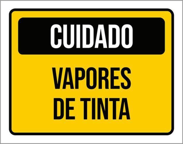 Imagem de Kit 3 Placas De Sinalização - Cuidado Vapores De Tinta