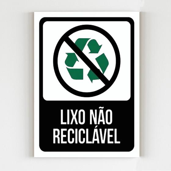 Kit 3 Placas de sinalização lixo não reciclável mdf 20x29 - Mago das ...