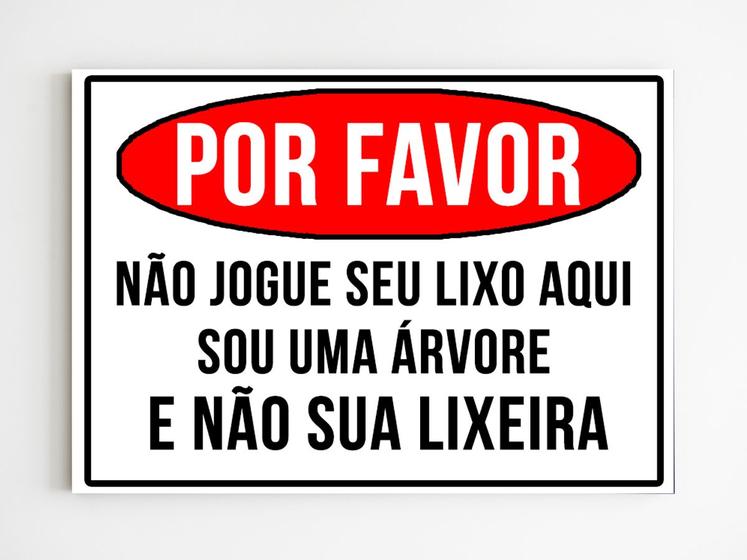 Imagem de kit 3 placas de sinalização não jogue lixo na arvore mdf