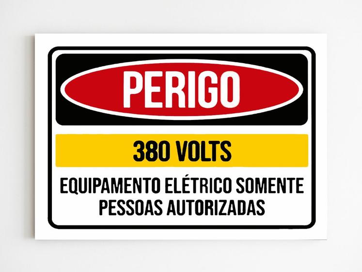 Imagem de Kit 3 Placas de sinalização perigo 380 volts alta voltagem