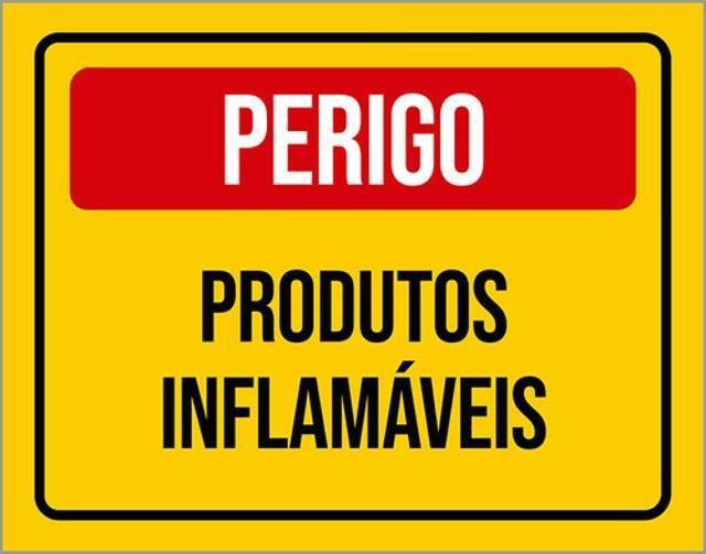 Imagem de Kit 3 Placas De Sinalização - Perigo Produtos Inflamáveis