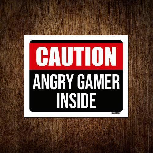 Imagem de Kit 3 Placas Decorativa - Caution Angry Gamer Inside