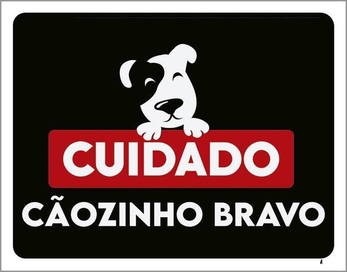 Imagem de Kit 3 Placas Decorativa - Cuidado Cãozinho Bravo