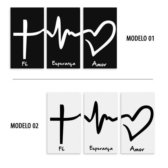 Imagem de Kit 3 Placas Decorativa em PVC para parade - FÉ, AMOR, ESPERANÇA