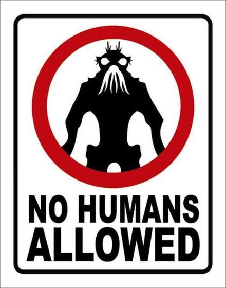 Imagem de Kit 3 Placas Decorativa No Humans Allowed 36X46