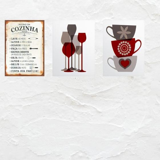 Imagem de Kit 3 Placas Decorativas Cozinha 01 MDF 3mm 18x26