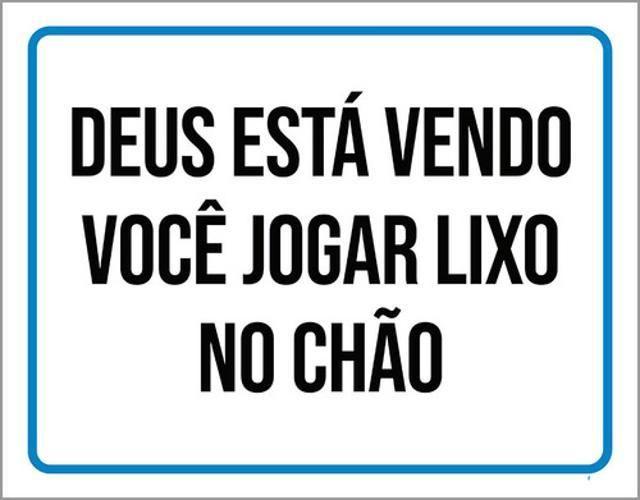 Imagem de Kit 3 Placas Deus Está Vendo Você Jogar Lixo Chão