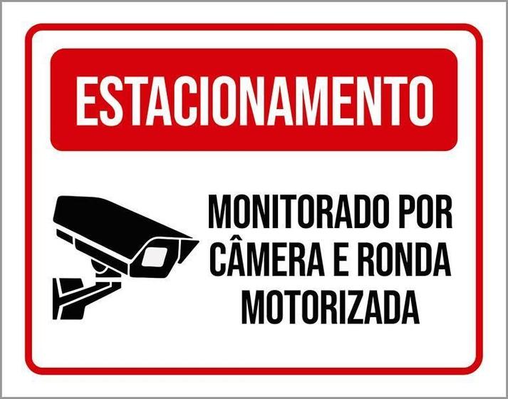 Imagem de Kit 3 Placas Estacionamento Monitorado Câmera Ronda