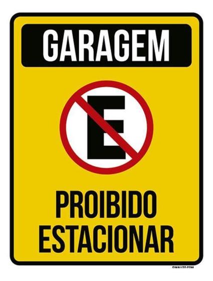 Imagem de Kit 3 Placas Garagem Proibido Estacionar Amarela 36X46